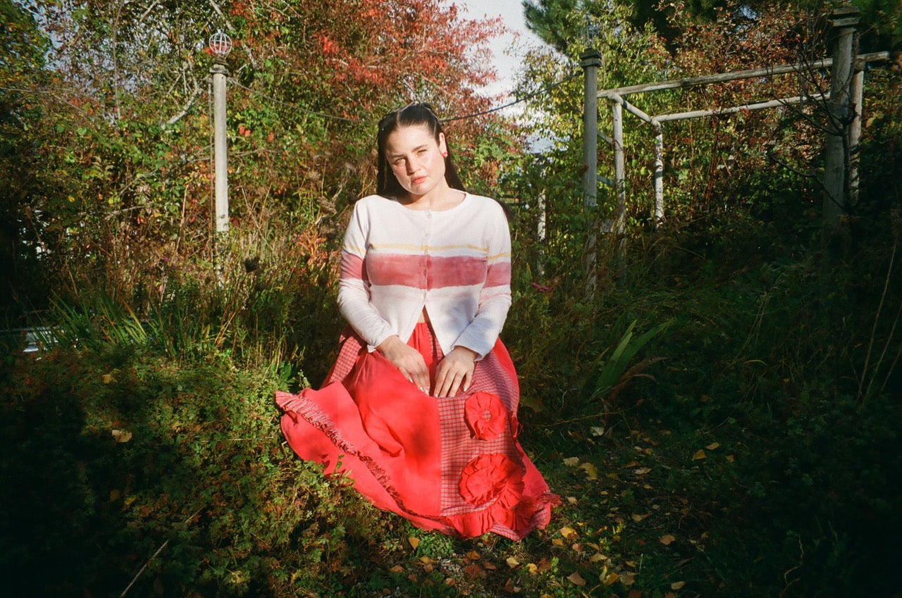 red linen picnic skirt