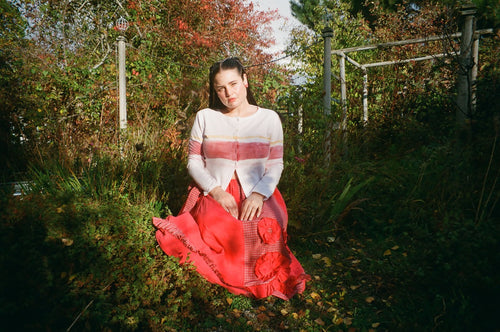 red linen picnic skirt