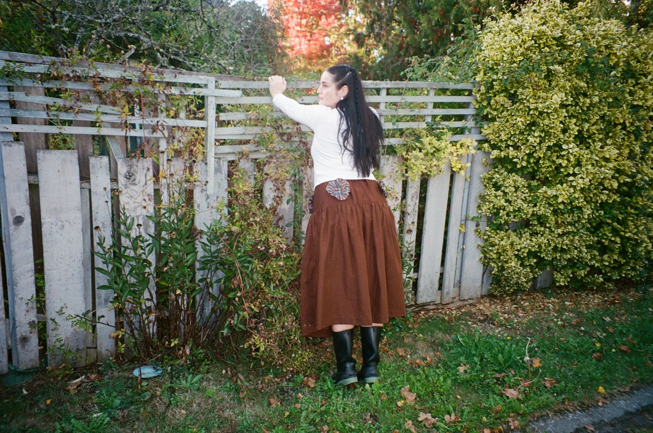 striped silk flowers skirt