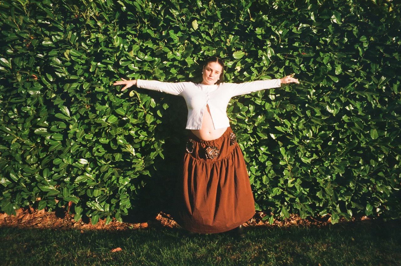 striped silk flowers skirt