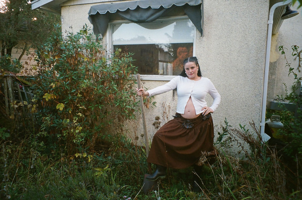 striped silk flowers skirt